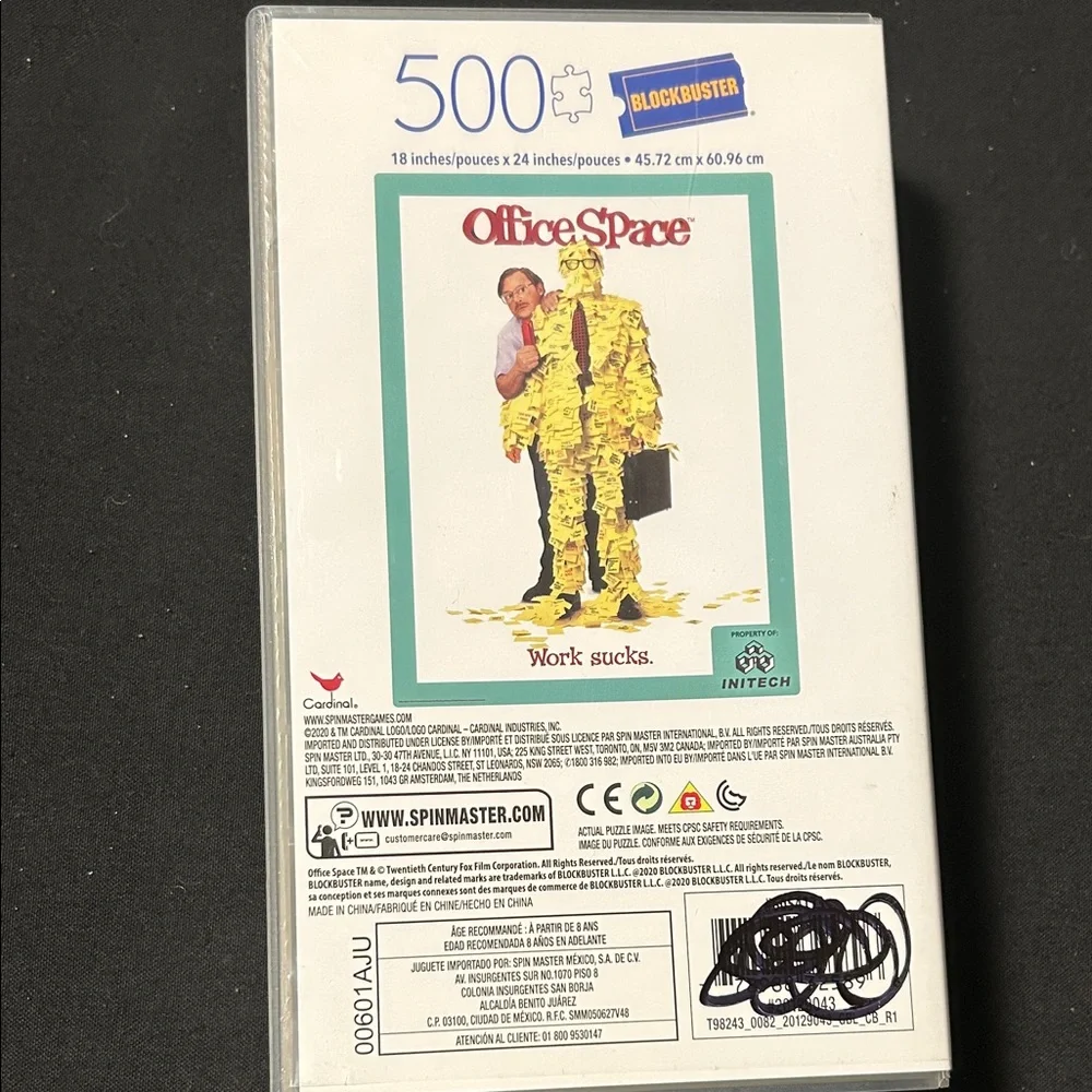 Office Space Movie 500-Piece Jigsaw Puzzle in Plastic Retro Blockbuster VHS Box